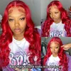 Synthetic Wigs 13X4 Red Hd Lace Frontal Human Hair Colored Body Wave Front Wig Burgundy Brazilian For Women Pre Plucked 231027