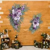 Flores decorativas 2x signos de bienvenida de flores artificiales de boda para letrero de ceremonia