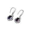 Boucles d'oreilles pendantes LIVVY couleur argent violet cristal goutte pour femmes fille mode rétro luxe bijoux accessoire