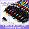 Markers 84/36 couleurs marqueurs de croquis ensemble double brosse stylos de peinture acrylique pour calligraphie lettrage roche verre toile métal céramique bois 231030