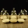 Bottles 2sets/pack 9 11cm Different Top Three-Leg Log Base Glass Dome Vase Home Wedding Decoration Cover Friend Gift