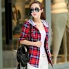 Blouses Femmes Automne Plaids Chemises Pour Femmes Casual Coton Blusas Feminina Femelle À Capuchon À Carreaux Top Chemise À Manches Longues Dans La Cage