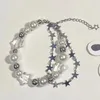 Link Armbänder Harajuku Kristall Stern Pentagramm Perle Perlen Armband Für Frauen Vintage Ästhetischen Charme Doppelschicht Kette Schmuck Geschenk