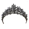Pinces à cheveux 1 pièce, couronne baroque Vintage en alliage, diadème de mariée, accessoire de bandeau de mariage (noir)