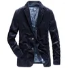 Men's Suits Suit Coat Spring And Autumn Retro Corduroy Lapel Simple Solid Color Casual Large Size