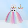 New Tutu Dress with Headband for Girls Kids Unicorn Sequin Suspender Tulle Dress Party Costume Fast Shipment4548383