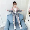 Clothing Sets Spring&Autumn Polyester Fibre Children Motion Set 2023 PPattern Hooded Splice Printing Leisure Time 2