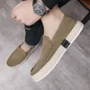 Sapatos de vestido homens mocassins verão homem moda lona calçado macio plano confortável rebanho camurça couro casual sapato vulcanizado 231030