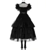 Cosplay Halloween Carnevale Mercoledì Costume Cosplay Nuovo Addams Family Party Dance Abiti neri con scarpe