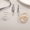 Boucles d'oreilles créoles hypoallergéniques en alliage de mode, clips d'oreille en cristal strass pour femmes et filles