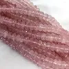 Loose Gemstones High Quality Mozambique Clear Pink Rose Quartz Crystal Faceted Rondelle Necklace Bracelet Jewelry Beads 06038