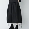 Calças femininas 2023 verão retro preto japonês capris lanterna larga perna harem saia