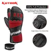 Ski Gloves KUTOOK Goat Skin Ski Gloves Winter Thermal Skiing Snow Gloves Leather Snowmobile Mitten Snowboard Gloves Waterproof Anti Wear 231030