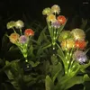 Simulação planta cinco cabeças cebola verde terra plug-in lâmpada ao ar livre decorativo solar dente de leão jardim ornamental