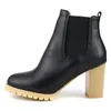 Botas 2023 inverno saltos grossos apontados dedo do pé feminino tornozelo senhoras marrom curto tamanho grande 40 41 42 43 44 45 46 47 48