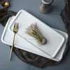 Plates Pure White Rectangular Ceramic Flat Plate European Bread Cake Tray Dessert Sushi Sashimi El Display