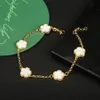 Charm Bracelets Luxury Green Flower Natural White Bracelet Ladies Gift High Quality Four Leaf Clover Jewelry 231027