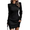 Vestidos casuais camisola vestido acima do joelho mini outono inverno com nervuras slim fit roupas femininas de malha