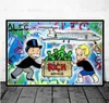 Alec Graffiti Monopoly Millionaire Money Street Art Canvas Prints Schilderij Wall Art Pictures voor Woonkamer Home Decoratie Cuadr3768119