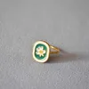 Park Choi Ying's Niche Brass Gold-plated Handmade Enamel Drop Glaze Chamomile Ring Female Index Finger