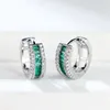 Серьги-кольца с зеленым кристаллом и квадратным камнем, милые маленькие круглые серьги для женщин, модные серебряные свадебные украшения, рождественские подарки