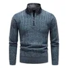 Suéter masculino outono lã mais grossa suéter zíper gola alta pulôver quente qualidade masculina slim malha suéter de lã para inverno s-xxl 231030