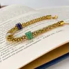 Women Bracelet AAA Zircon Gold Corn Chain Stainless Steel Jewelry Bling For Friends .wife .girlfriends Fashion Gifts 7inch+5cm n1444