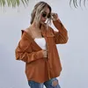 Women's Blouses Autumn Office-lady Long Sleeve Corduroy Blouse With Pocket Casual Button Up Shirt Women Loose Polo Collar Top Clothes 29556