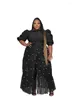 Robes de soirée Wmstar Plus Taille Femmes Robe Perle Puff À Manches Courtes Maille Voir À Travers Maxi Sexy En Mousseline De Soie En Vrac En Gros Goutte