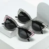 Lunettes de soleil œil de chat diamant strass pour femmes et hommes, mode rétro élégante conduite fête rue Hip Hop lunettes de soleil pare-soleil