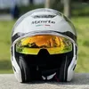 Casques de moto Original Blanc Brillant Double Lentille Demi-Casque Hommes Sécurité Course Hors Route Été Femmes Casco Capacete