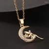 Pendant Necklaces WANGAIYAO Fashion Personality Niche High-end Light Luxury Elf Girl Angel Necklace INS Wind Star Moon Clavicle Chain