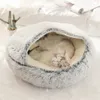 kennels pens Cat Bed Round Plush Fluffy Hooded Cat Bed Cave Cozy for Indoor Cats or Small Dog beds Doughnut Calm Anti-nxiety Dog Bed 231030