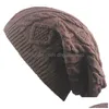 Beanie/Skull Caps 6 Colors Adt Winter Small Twist Knitted Hat Oversized Chunky Plover For Men And Women Soft Knit Drop Delivery Fashio Dhdl8