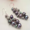 Pendientes colgantes de moda para mujer, Perla redonda negra Natural, gancho de plata 925, hermoso año, boda, Pascua, joyería de la suerte, Carnaval