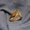 Maßgeschneiderter Schmuck, hochwertiger, luxuriöser Hip-Hop-Stern-Ring aus 14 Karat echtem Gelbgold mit Moissanit für Männer, Hochzeit, Verlobung