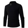 Herrtröjor Autumn Winter Men Zipper Sweater Solid Half High Collar Sweatshirts Pullover Men's Sticked Bottoming Shirt Overized Tops S-3XL 231030