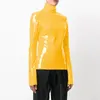 Damen-T-Shirt, glänzendes PVC, O-Ausschnitt, Oberteile, Langarm-Shirt, Pullover, Kunstleder, Latexjacken, Übergröße, S-7XL, PU-Leder, Kleidung, Streetwear, 231027