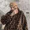 Pelliccia delle donne 2023 di Inverno Delle Donne Coreano Del Leopardo Del Collare Del Basamento Cappotti Femminile Addensare Caldo Allentato Giubbotti Delle Signore Del Faux Della Peluche Della Tuta Sportiva A483