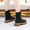 Botas superiores de cabelo de coelho martin botas para mulheres no inverno pelúcia engrossado grande chaminé de algodão com solas grossas neve curta a tendência de