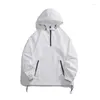 Men's Jackets Spring And Autumn Season Solid Loose Hooded Half Zip Sprint Jacket Large Youth Top Coat