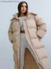 Parkas de mujer abajo suelta con capucha acolchada larga mujer invierno chaqueta de algodón niñas 2022 costura casual abrigo recto oficina dama outwear mujer abrigos T231030