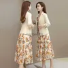 Vestidos casuales básicos Conjunto de vestido de moda para mujer 2023 Primavera Otoño Nuevo traje floral Abrigo Falda midi Dos piezas Vestidos para ocasiones formales elegantes coreanos YQ231030