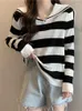 Dames truien gestreepte gebreide trui vrouwen contrast kleur lange mouw gebreide pullover vrouwelijk Koreaanse mode slanke gebreide dame casual