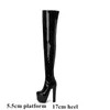 Boots Ochanmeb 17cm Ultra High Heel Thigh Women Stretch Patent Leather Bright Red Zipper OvertheKnee Crotch Boot Platform Shoe 231030