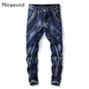 Herr jeans high street smal för män bomull middare tvättade rak tofs rivet design pant mode chic y2k streetwear