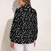 Blusas femininas notas musicais blusa solta preto e branco casual oversized feminino manga longa camisa vintage verão padrão roupas