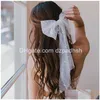Acessórios de cabelo Long Ribbon Malha Bow Clips Elegante Imitação Pérolas Branco Preto Hairpins para Festa de Casamento Noiva Entrega Prod Dhoqy