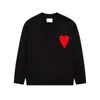 amiS AM I amishirt Modepullover Herren gestrickt Paris bestickt Designer rotes Herz einfarbig Big Love Rundhalspullover für Herren D8lc