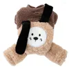 Cão vestuário gato urso roupas grossas de quatro pernas mais veludo hoodies casaco de algodão filhote de cachorro jaqueta de inverno pequena camisa